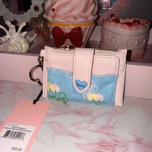 Juicy Couture Blue Gleam Multi Retro Juicy Cherry Tab Elongated Card Case
